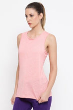 Load image into Gallery viewer, Melange Peach Cotton Gym/Sports Activewear Top with Criss-Cross Back