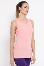 Load image into Gallery viewer, Melange Peach Cotton Gym/Sports Activewear Top with Criss-Cross Back