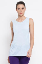 Load image into Gallery viewer, Melange Peach Cotton Gym/Sports Activewear Top with Criss-Cross Back
